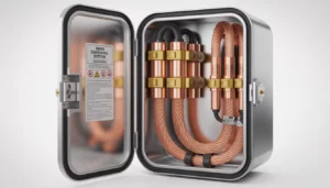 سیستم ارتینگ صنعتی کامل شامل راد ارت مسی، کلمپ و اتصالات در تابلو پارس نو