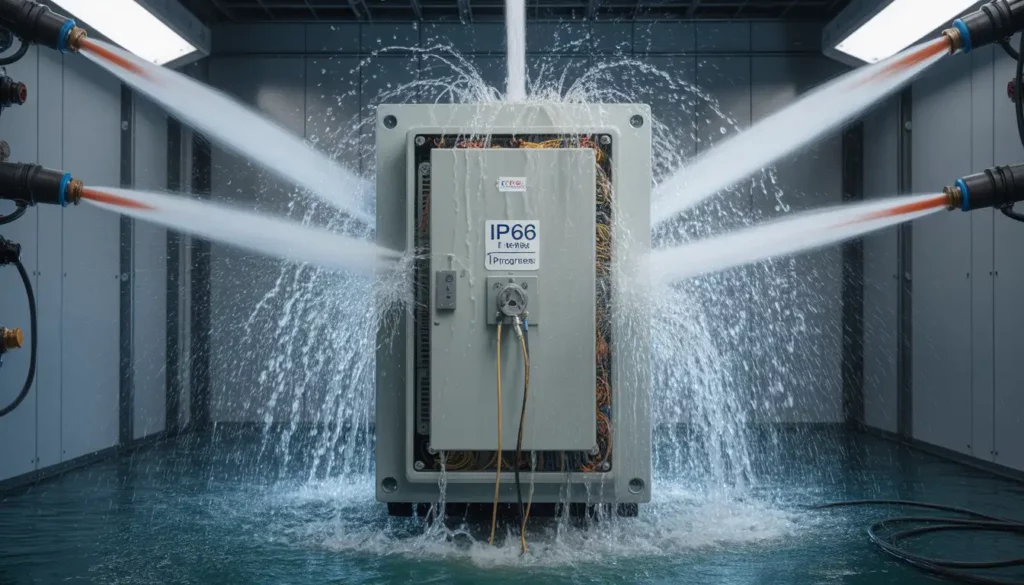 انجام تست هیدرواستاتیک روی تابلو برق صنعتی ضد آب در کارخانه تابلو پارس نو