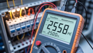 انجام تست مقاومت عایقی با مگاهم‌متر روی تابلو برق صنعتی در آزمایشگاه کنترل کیفیت