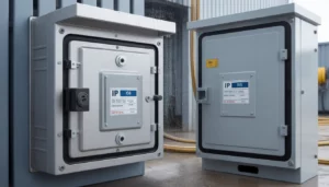 مقایسه ظاهری تابلو برق صنعتی فضای باز با درجه حفاظت بالا و تابلو معمولی داخلی