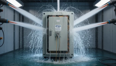 انجام تست هیدرواستاتیک روی تابلو برق صنعتی ضد آب در کارخانه تابلو پارس نو