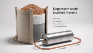 آند فداشونده منیزیم با سیم اتصال برای سیستم حفاظت کاتدیک خطوط لوله