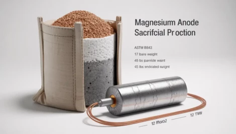 آند فداشونده منیزیم با سیم اتصال برای سیستم حفاظت کاتدیک خطوط لوله